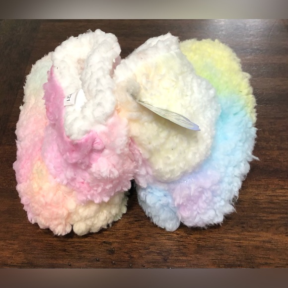 Delias Girl’s Slippers socks booties tie dye plush sherpa soft . M/L 13-4 - Picture 2 of 4